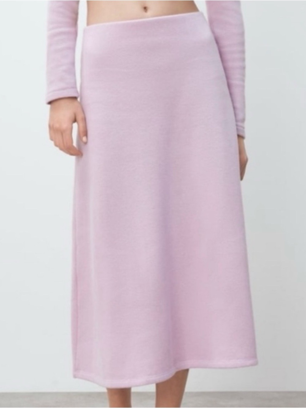 Zara Light Pink Midi A-Line Skirt